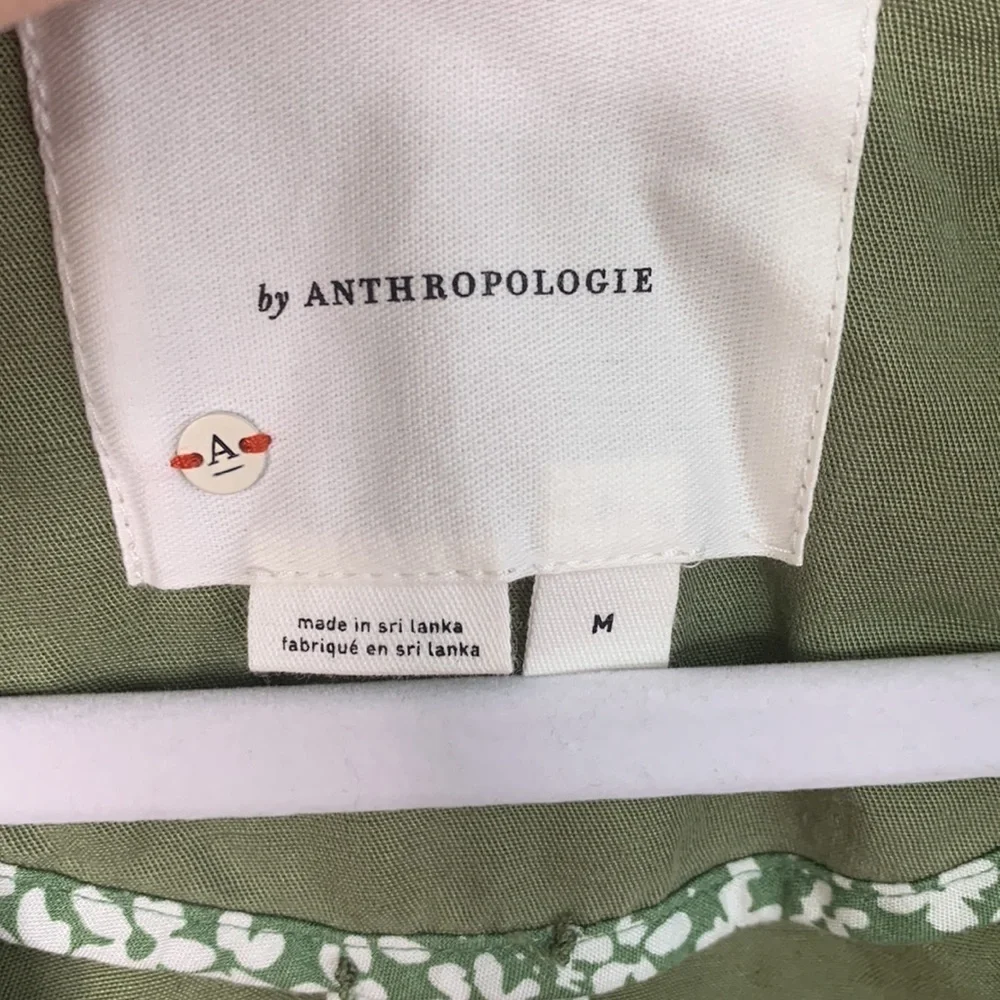 Anthropologie Linen Aviator Tencel Lyocell Green Jacket size Medium